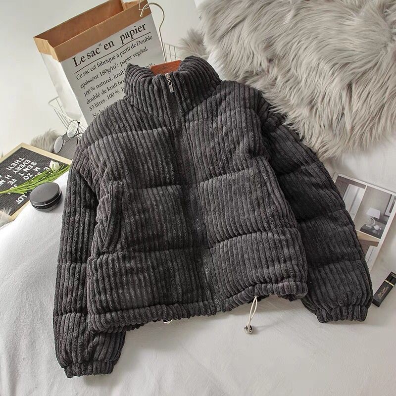 Women's Clothing Corduroy cotton jacket for women short style small student winter coat fashion cotton padded jacket loose bread_voghion.com