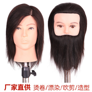 Men's head model precision cut modeling model head full real hair dummy head can be permed and bleached apprentice practice short hair doll head