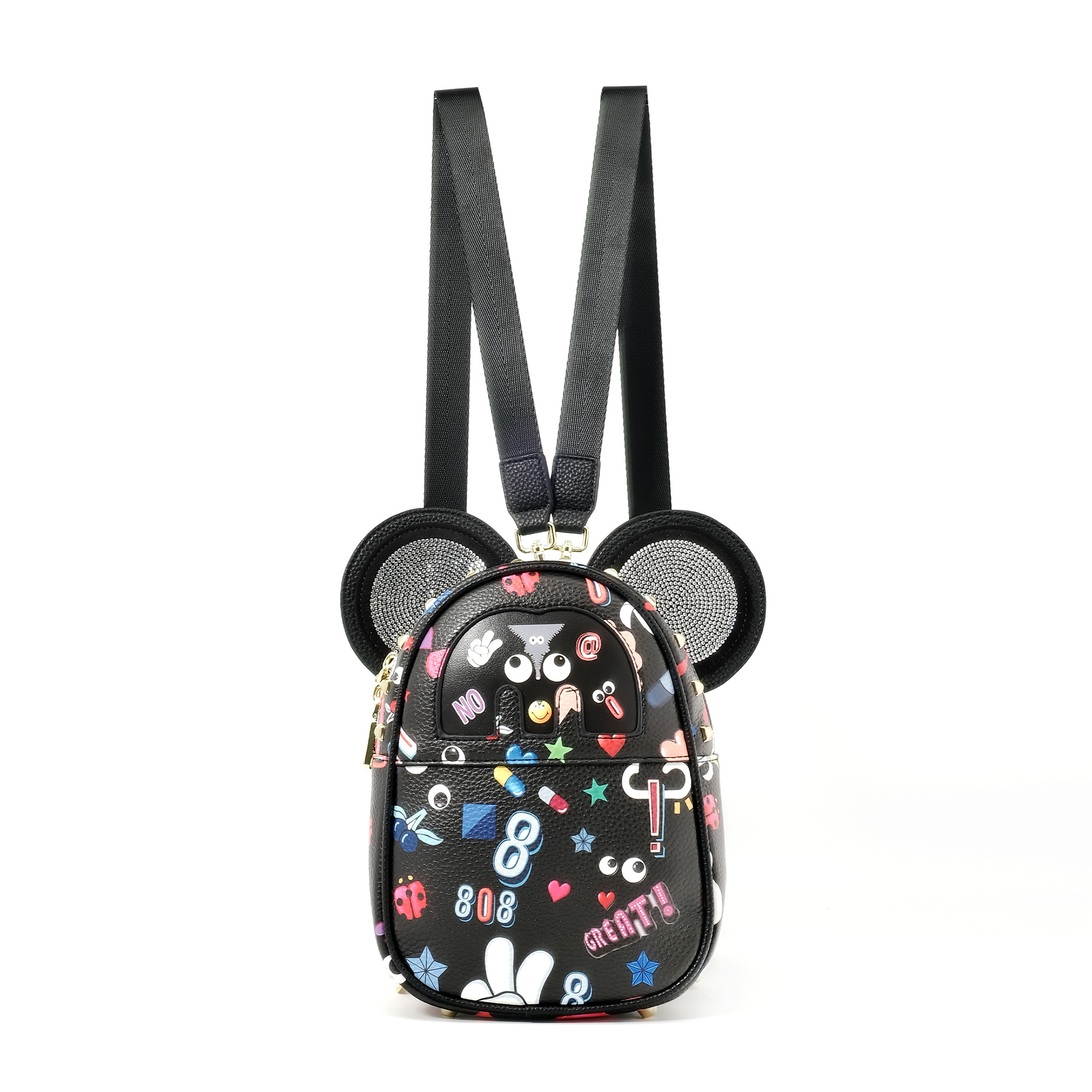 Hermosas chicas empujadas con cremallera doble sección mochila para mujeres bolsas de diamante de diseño de sensación de bolsas de estudiantes 2641 #