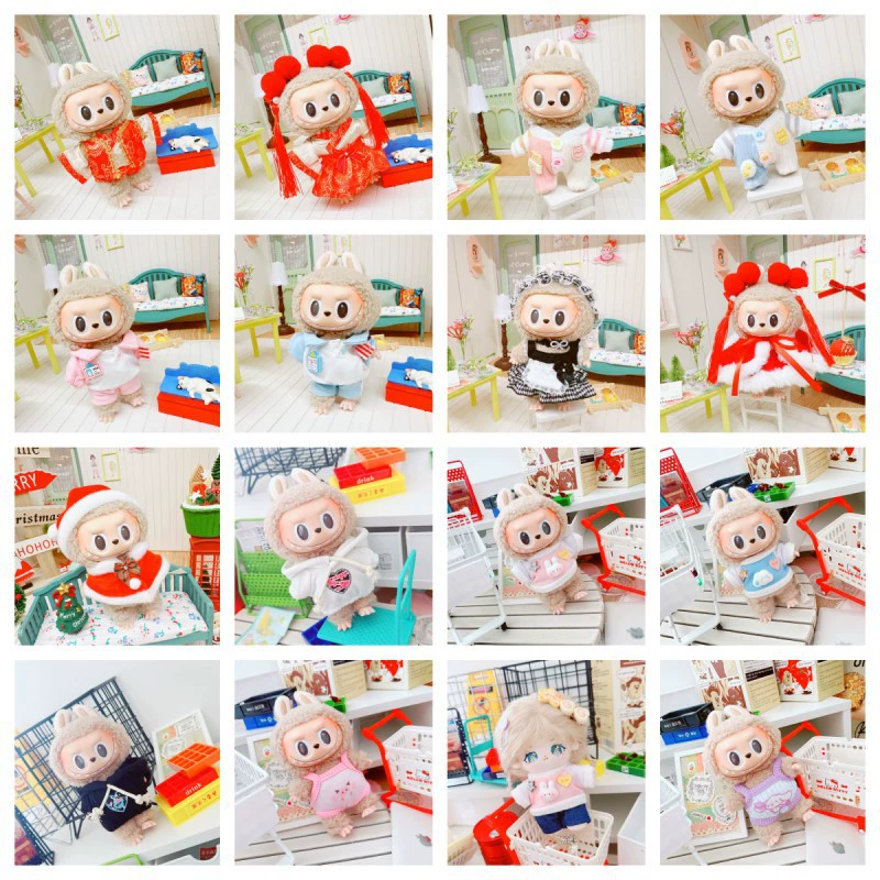 Только одежда] Кукольная одежда Labubu, 17 см, утепленная макаронная эмаль для лица, замена детской одежды для лабубу