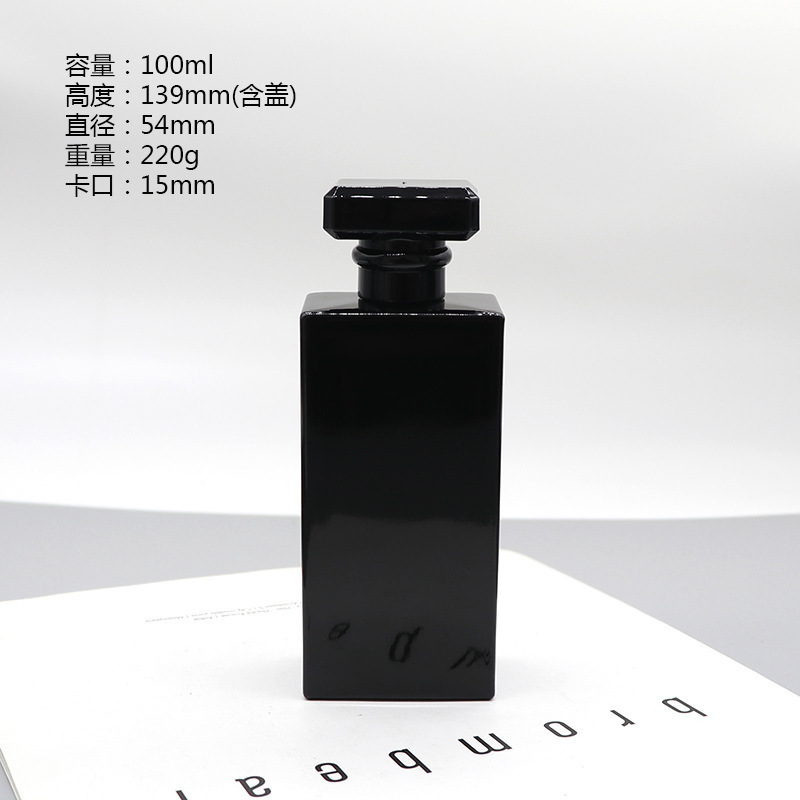 Botella de perfumes de bayonet negra mate botella de pulverización de presión cuadrada botella de cosméticos muestra pequeña botella de embalaje de vidrio botella vacía en stock