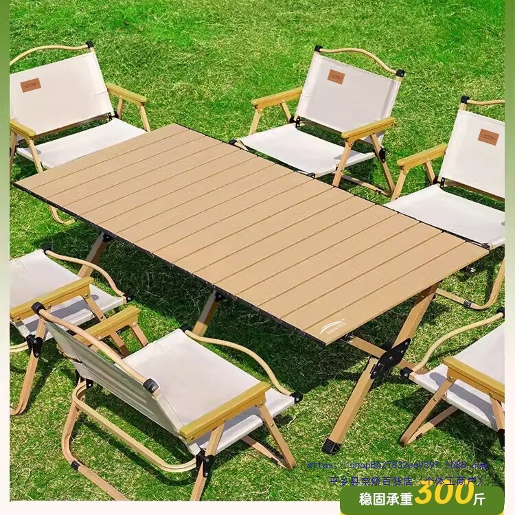 Outdoor Folding Table Egg Roll Table Portable Foldable Picnic Table Stall Barbecue Table and Chairs Camping Supplies Set