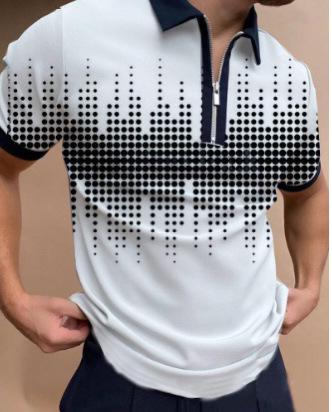 Camiseta Polo de Manga Corta con Cierre y Estampado 3D Informal para Hombre, Nueva Colección de Primavera para Exportación