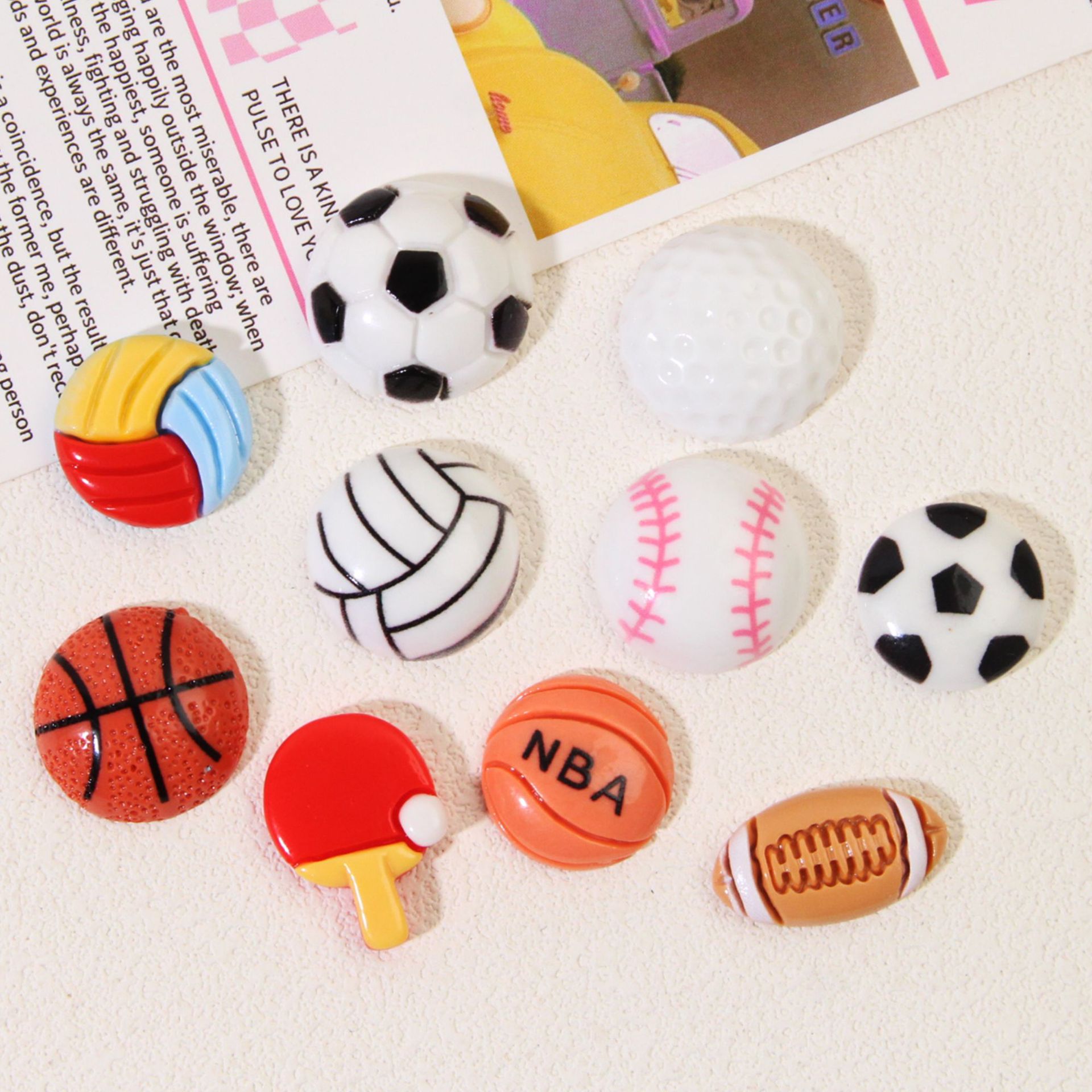 New Cartoon Sports Ball Resin Accessories Handmade DIY Cream Glue Mobile Phone Case Patch Jewelry Accessories Materials