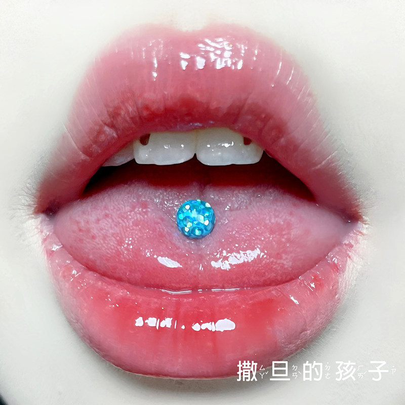 Smooth Comfort Non-Grinding Tongue Nail Flash Drill Internal Thread Titanium Steel Small Beads Tongue Nail Tongue Ring Puncture Tongue Nail New Product detail image 8