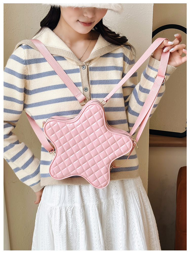 2025 New style fashionable star Backpack, diamond-shaped PVC jelly bag, fresh and sweet campus ladies' backpack undefined