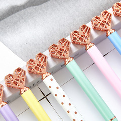 Wholesale Empty Heart Round Ballpoint Pen Student Supplies Pen New Gift for Girls Creative Metal Pen