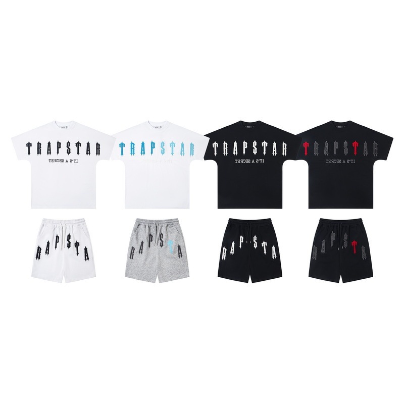 Trapstar American Heavy-Duty Stereo Towel Embroidered Short-Sleeved T-Shirt Suit for Men and Women with High Street Fashion Brand Letters Trapstar American Heavy-Duty Stereo Towel Embroidered Short-Sleeved T-Shirt Suit for Men and Women with High Street Fashion Brand Letters