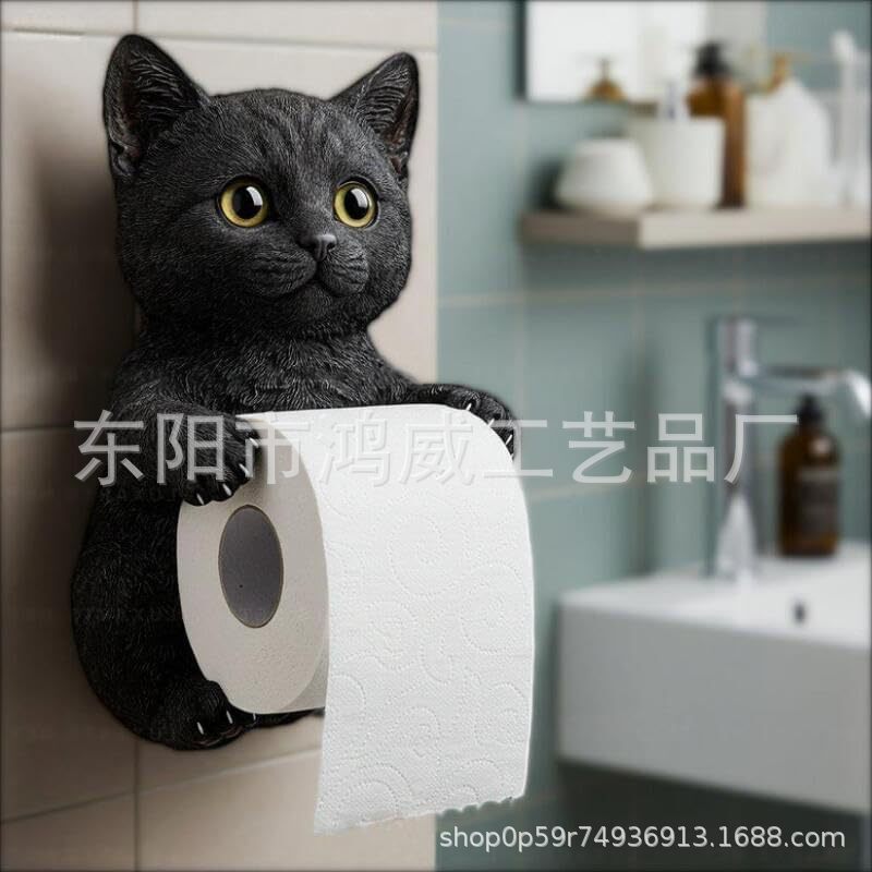 クロスボーダー新樹脂像工芸品ペンダントトイレ壁掛けロール紙かわいい猫ロール紙収納猫|undefined