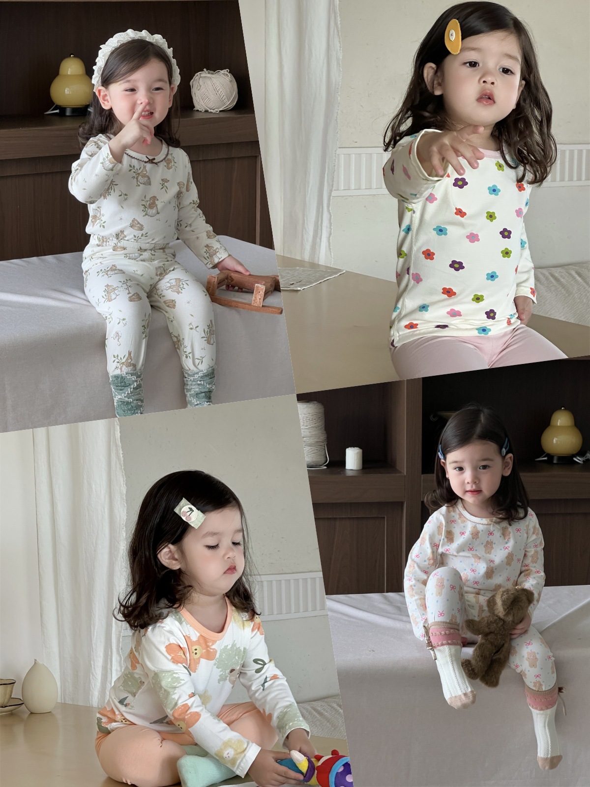 Pijamas infantiles de otoño conjunto de casa 2025 ropa de otoño ropa infantil coreana pijamas niñas ropa de hogar dos piezas