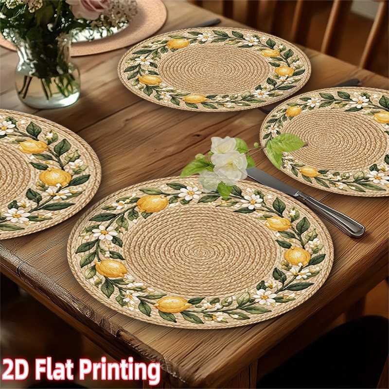 Find Hot sale 2D impresión almohadilla de mesa redonda almohadilla de lino para personalizar la fuente de etiquetado de fábrica image 5