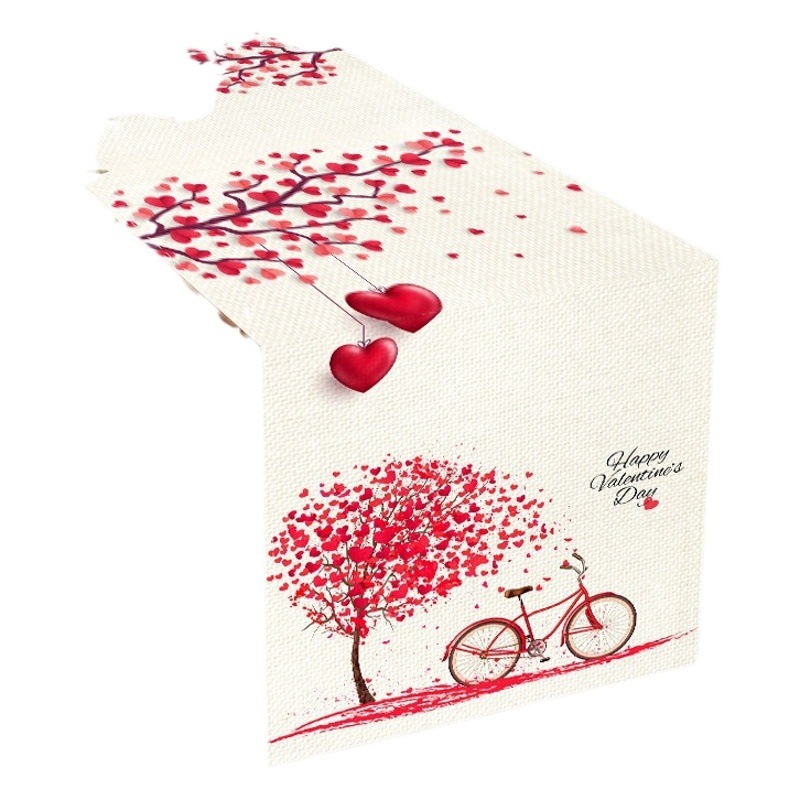 Amazon transfronterizo Día de San Valentín corredor de mesa de impresión digital huevo colorido nórdico restaurante occidental anti-fouling aislamiento térmico mantel decorativo