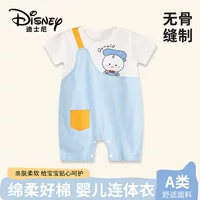 Летний детский комбинезон Disney из чистого хлопка без костей, тонкий детский комбинезон для ползания для новорожденных мужчин и женщин, категория a