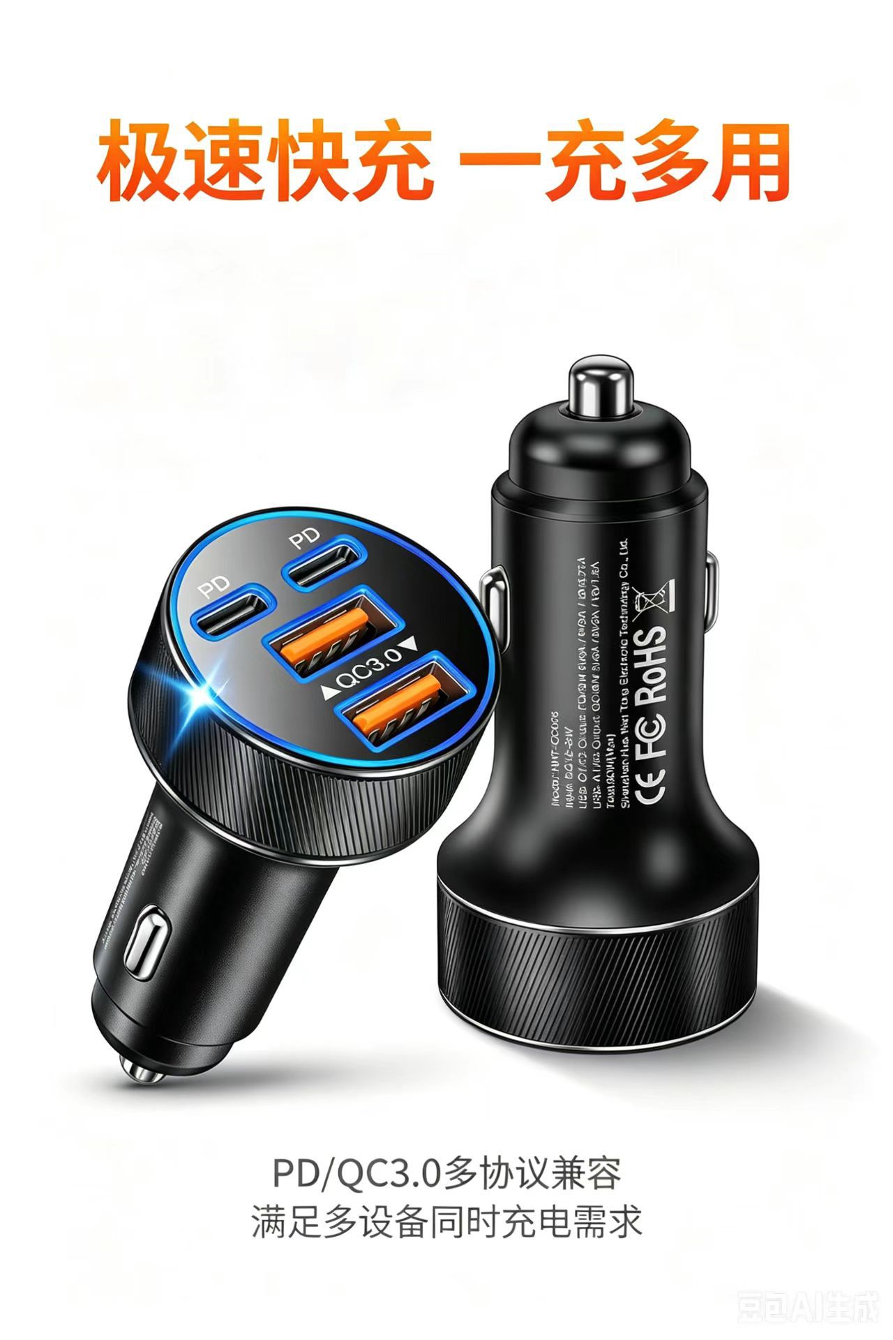 New Car Charger Fast Charging Pd45W Metal Car Charger Multifunctional Super Fast Charging Dual Qc30 Car Charger Manufacturer