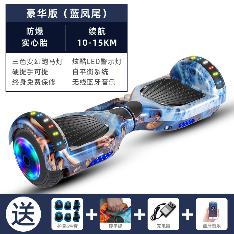 Coche de equilibrio para niños de 7 pulgadas Coche de oscilación de dos ruedas para adultos para niños Bluetooth caballo corriendo Luz Coche de equilibrio eléctrico para niños