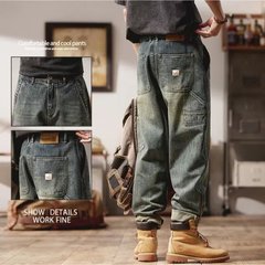 アメリカのレトロなジーパンの男性の新型の春と秋のゆったりしたストレートの水洗いは古いレジャーの工装の越境をします。