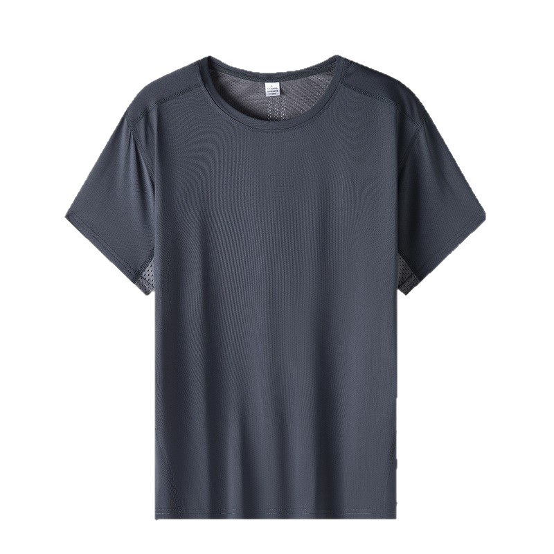 Verano seda de hielo secado rápido camiseta de manga corta hombre nuevo estilo de carrera al aire libre fitness outerwear camiseta de carrera de moda tamaño grande