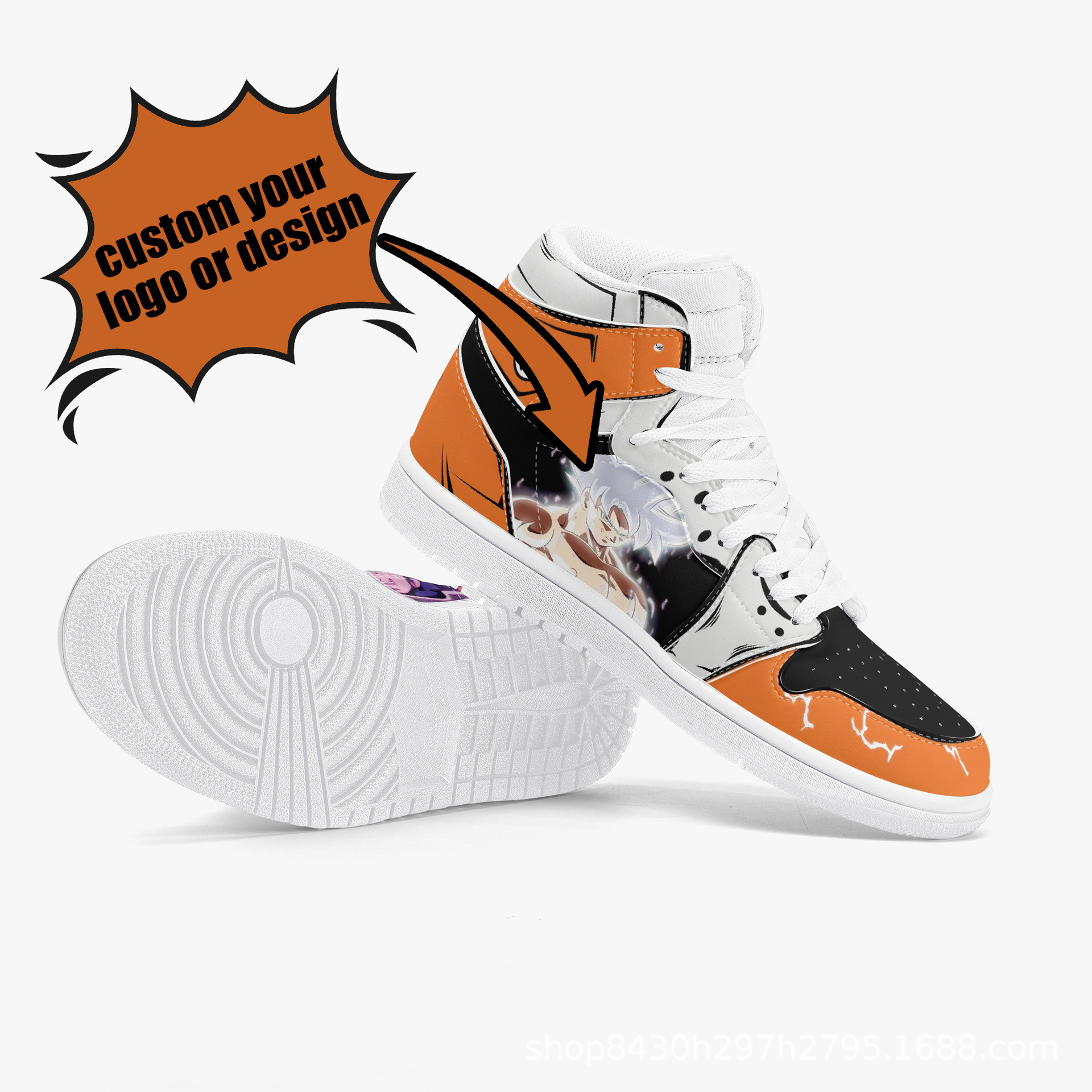 跨境爆款3D印花板鞋百搭高帮运动鞋High Top Leather Sneakers