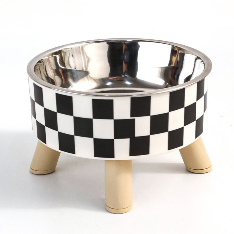 Hawo nuevo en caja simple lunares de acero inoxidable para mascotas cubilete cuello protección antideslizante gato tazón vajilla suministros