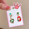 Cute children's ear clips, cartoon earrings for princess, ring, set, no pierced ears