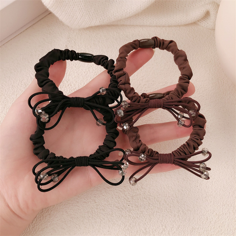 Temperamento simple arco de cristal anillo de cabello de cola de caballo cuerda de cabello cabeza cuerda de goma mujer no daña cabello al por mayor