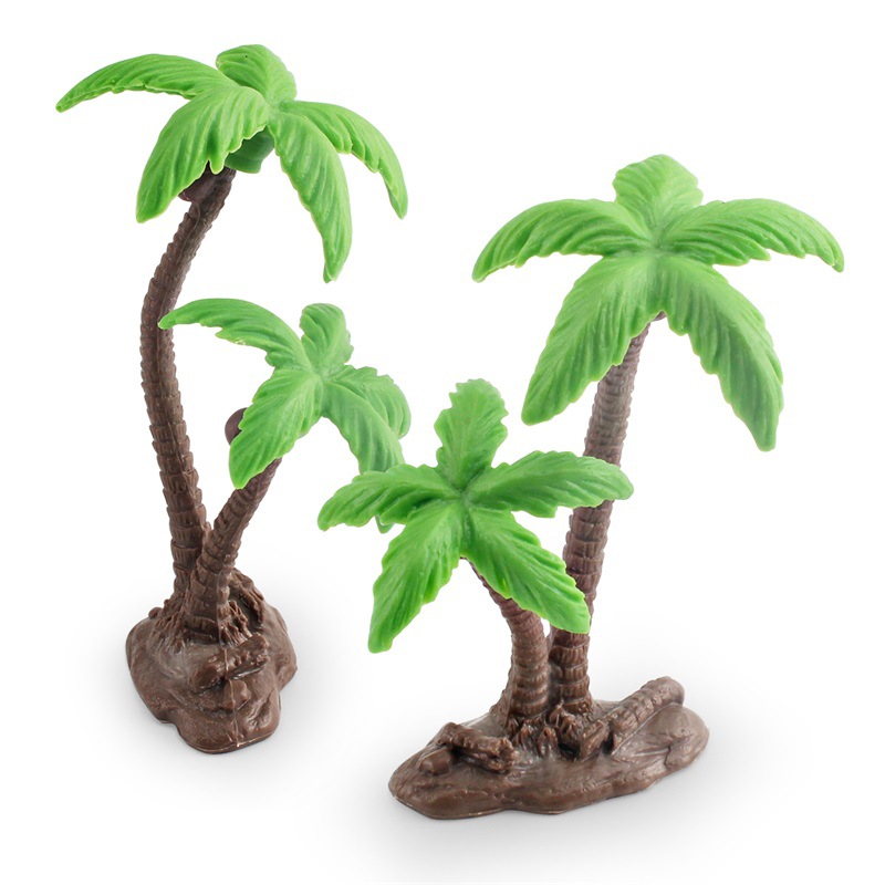 Modelo de árbol de simulación transfronteriza planta cognitiva para niños decoración de árbol de coco decoración de escritorio árbol pequeño escena de mesa de arena juguete