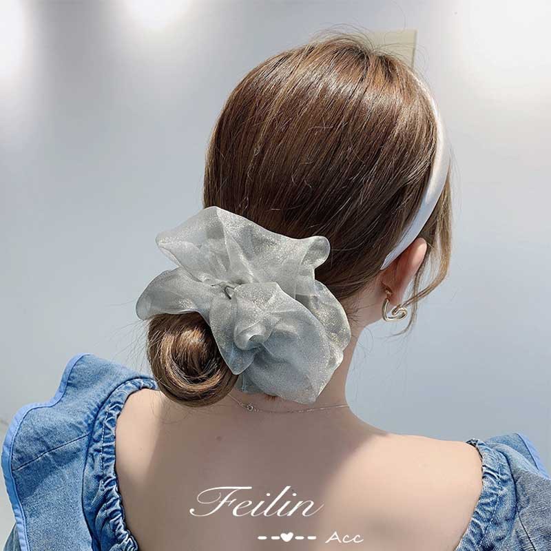 Elegante mesh haar scrunchie voor dames haaraccessoire_voghion.com