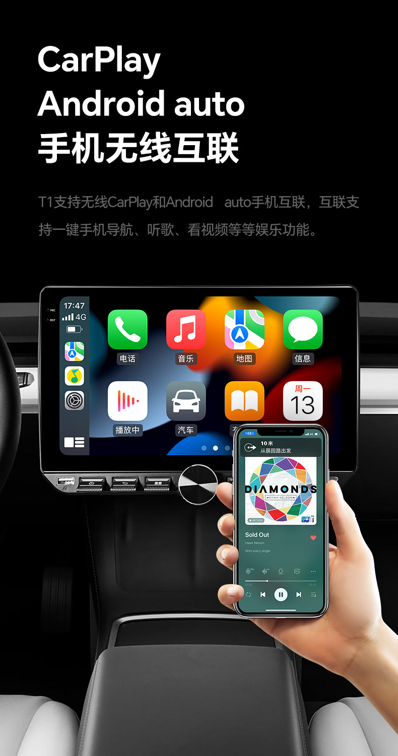 Car-Mounted 10inch Versatile Gps Navigation Universal Dvd Car Player with Button Knob and Central Control Integrated Machine with Carplay