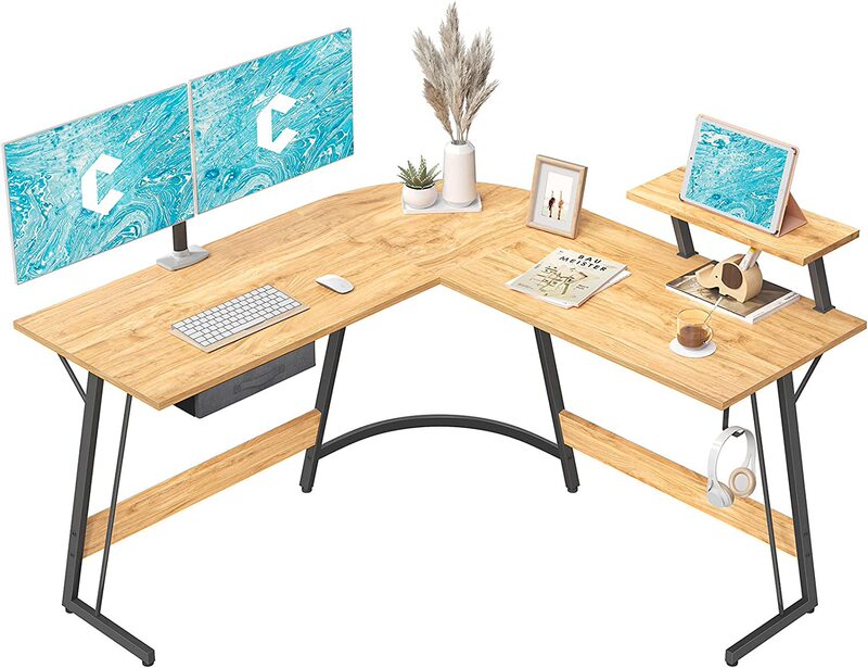 Home Office Gaming Table Corner Desk Large Monitor Stand with Non-Woven Draw L Shape Gaming Desk
