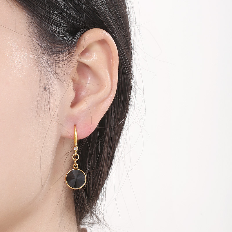 1 Pair Quantity Daily Occasion PVD Coated 18K Gold Plated Round Stainless Steel Sweet Waterproof Non Tarnish Drop Earrings