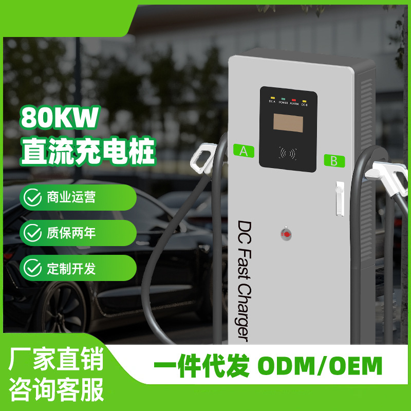 80kw国欧标直流桩新能源电动汽车快速充电站商用扫码运营收费建站