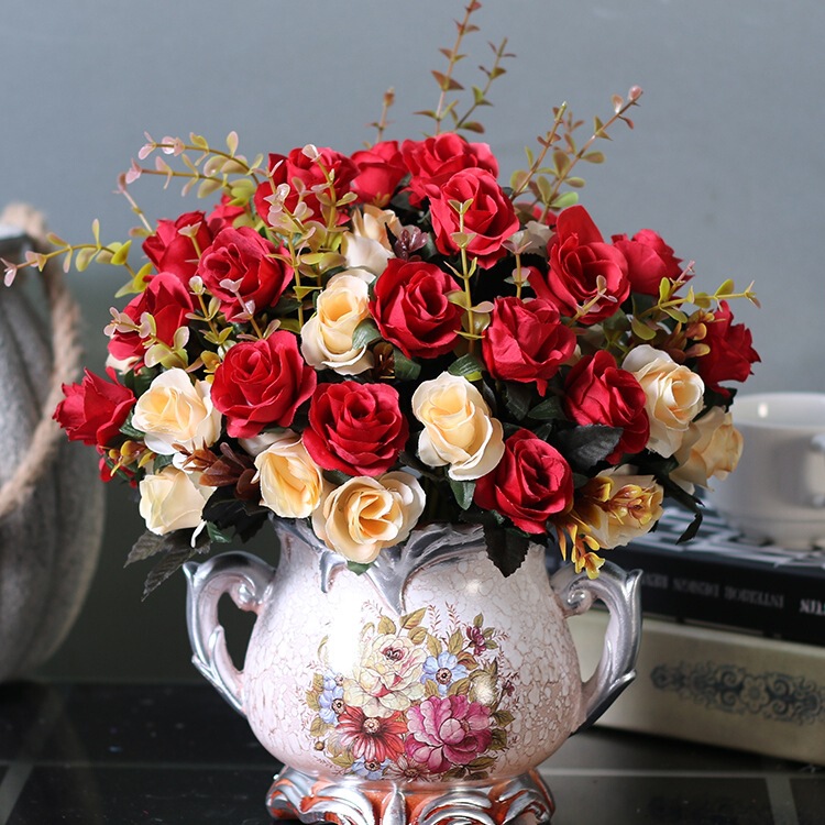 European Retro Fake Flowers Living Room Decoration Dining Table Coffee Table Silk Flower Decoration Flower Bedroom Decoration Rose Dried Flowers European Retro Fake Flowers Living Room Decoration Dining Table Coffee Table Silk Flower Decoration Flower Bedroom Decoration Rose Dried Flowers