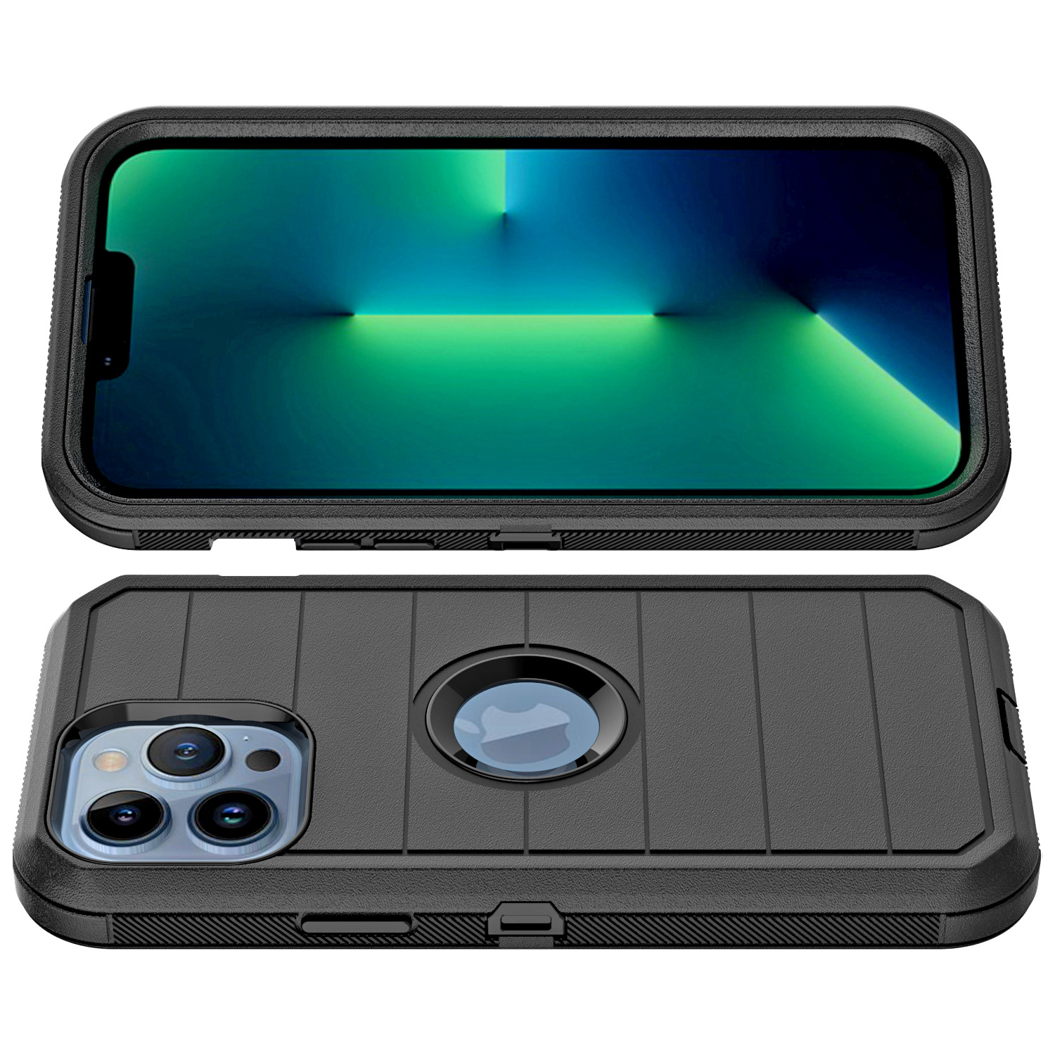 Aplicable a IPHONE 15 tres en uno Carcasa protectora de robot rayado tres en uno con clip trasero