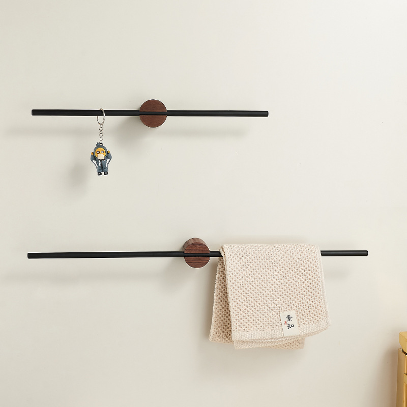 Walnut Towel Rack Punch-free Toilet Towel Rack Bathroom Towel Rack Single Rod