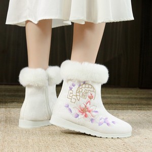 Hanfu Chinese Princess cotton boots old Beijing cloth shoes female flat hanfu boots antique tube cotton boots costume