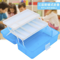 671 large three-layer portable art tool box plastic transparent manicure box calligraphy tool box paint storage box