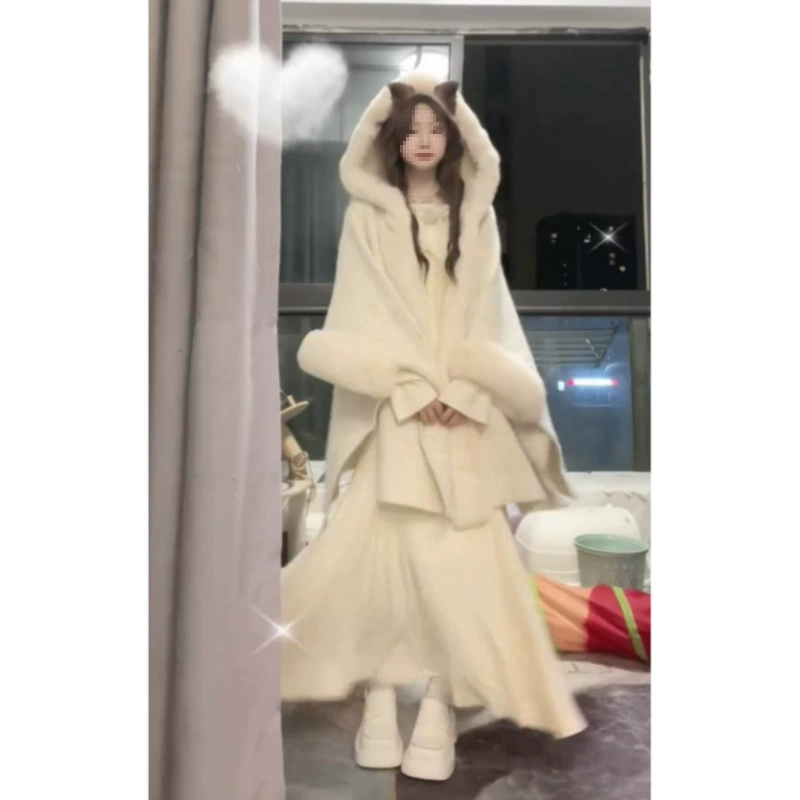 Осенний и зимний новый модный кардиган трикотажное платье из двух частей