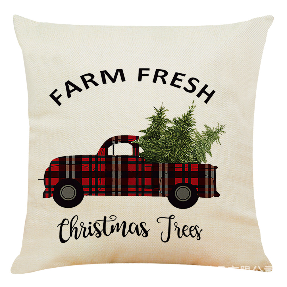 wish 亚马逊新款艺术圣诞节棉麻抱枕套 汽车抱枕家居沙发靠垫批发