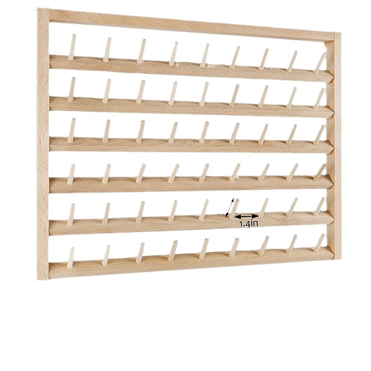 Montada en la pared de madera de pino plegable estante de la bobina hilo de coser hilo de cera bobina de almacenamiento de hilo estante de la peluca estante de la bola de hilo de madera