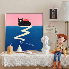 猫の壁画猫カフェ店の壁面装飾画寝室ins風イラストカフェミルクティー店ペット