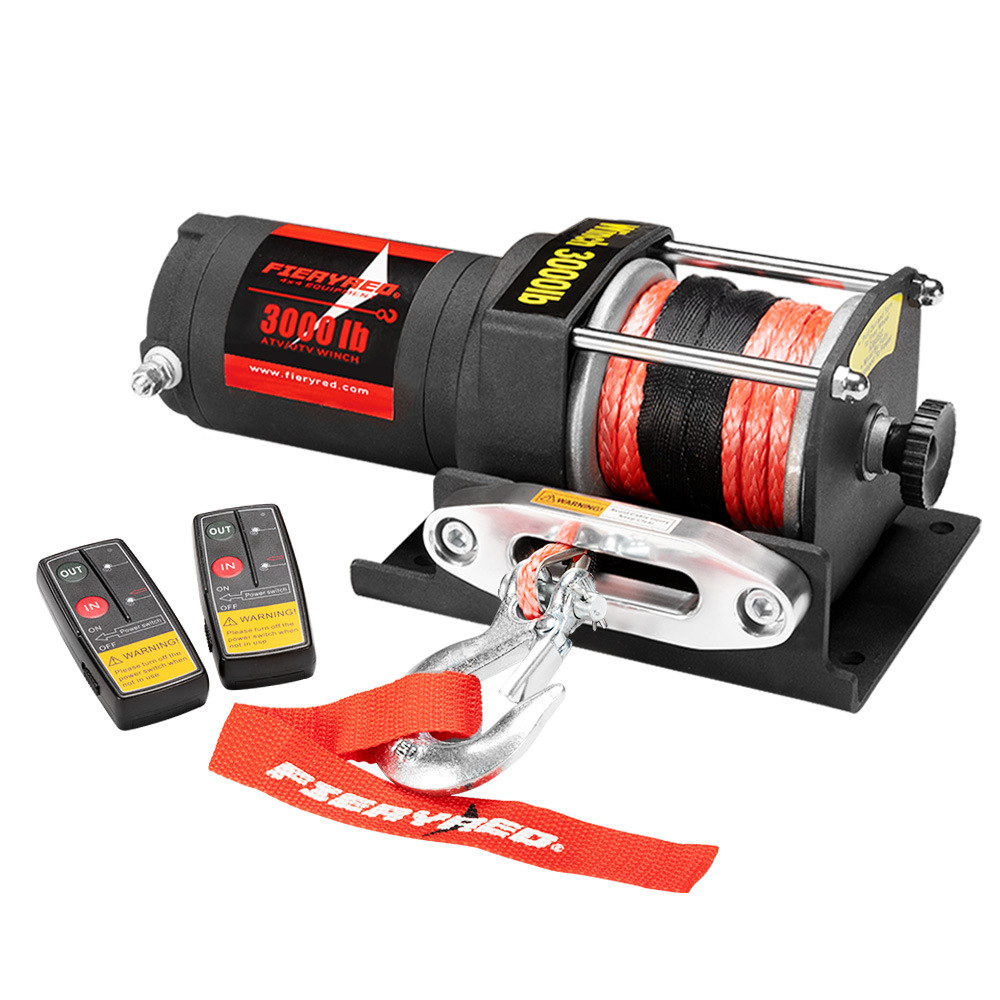 Fieryred 3000LBS 无线遥控控制电动绞盘 越野车自救脱困绞盘