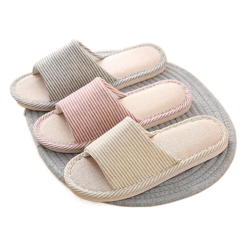 Suministro directo de fábrica zapatillas de interior piso de madera zapatillas de casa hombres y mujeres pareja zapatillas de lino al por mayor