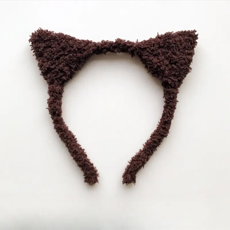 女性用のかわいい洗顔ヘッドバンド、ぬいぐるみ猫耳、顔が小さく見える、年齢を減らすヘアバンド、秋冬の黒猫ヘアピン|undefined