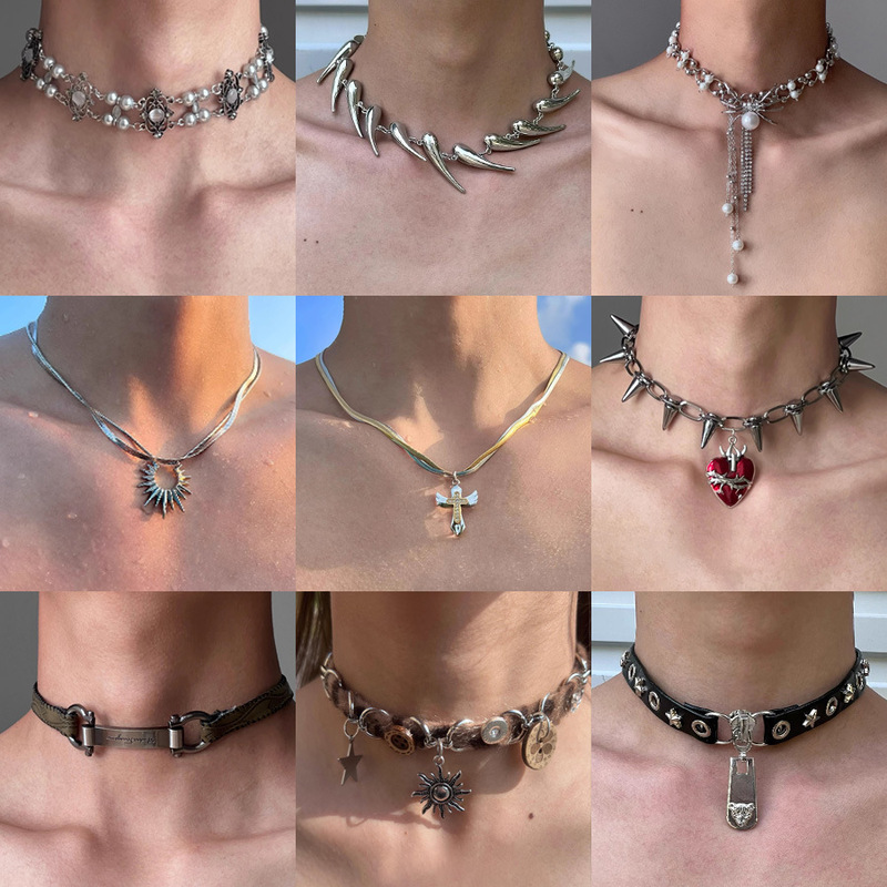 2025 New Style Exaggerated Punk Necklace Y2K Irregular Subculture Hip-Hop Trendy Men and Women Niche Chains
