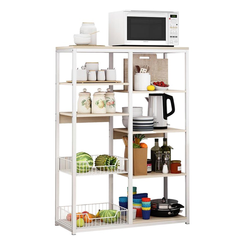 Horno de microondas rack de almacenamiento piso de múltiples capas suministros de cocina colección de almacenamiento rack de condimento rack de almacenamiento armario