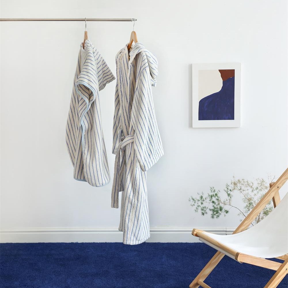 New Style Simple Fashion Yarn-dyed Striped Rhombic Cotton Adult Bathrobe Absorbent Cloak Parent-child Bathrobe Class A