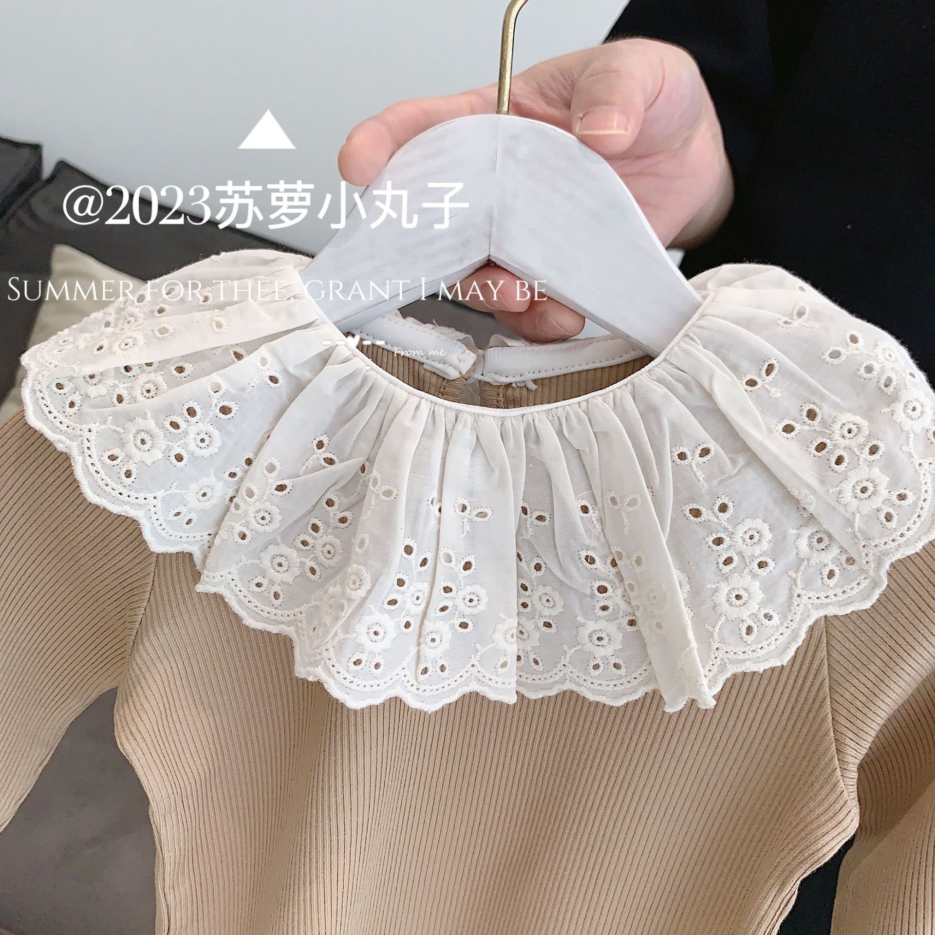 2023 otoño 0-3 años Niña niños Corea del Sur estilo occidental moda encaje solapa Fondo camisa de manga larga Camiseta de punto