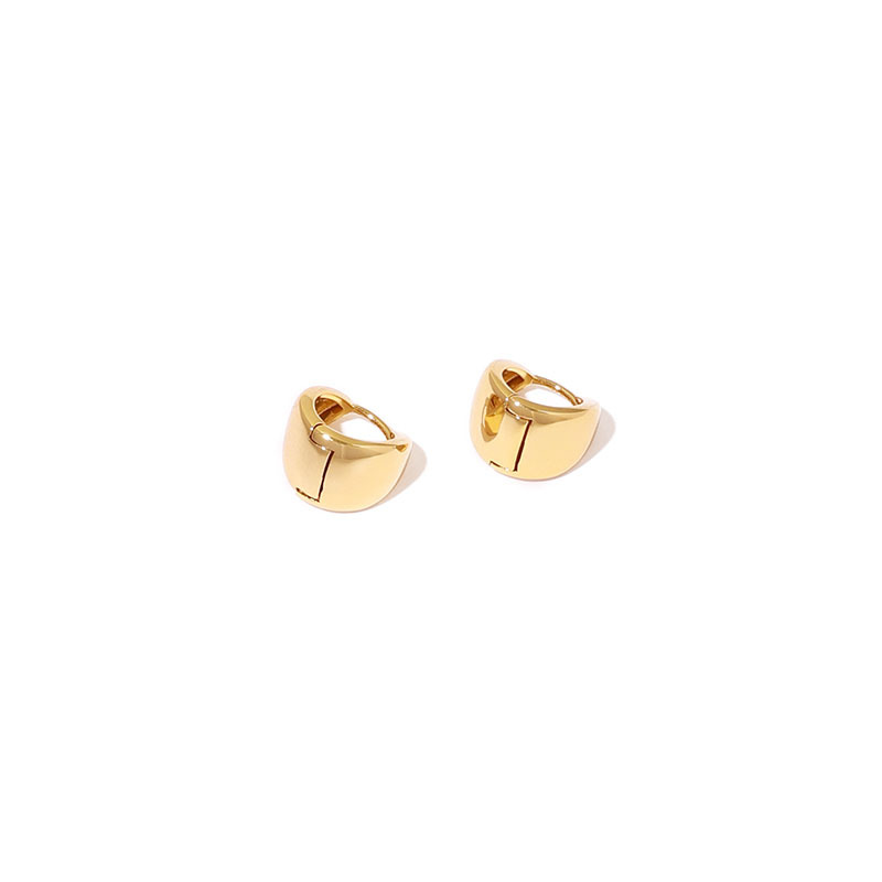 Latón chapado en oro real de 18K japonés y coreano retro moda pequeño exquisito nuevo lujo elegante brillante oído hebilla pendientes para las mujeres