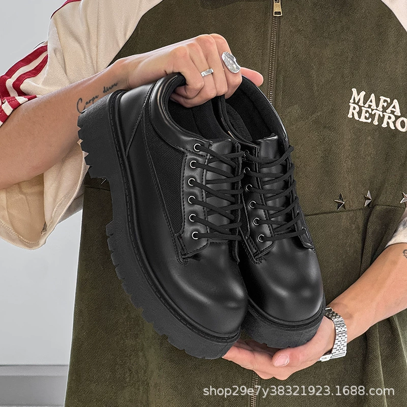 2025 весна и осень новый британский стиль повседневные дикие дерби обувь мужские туфли ретро увеличенные туфли модные кожаные туфли мужчины