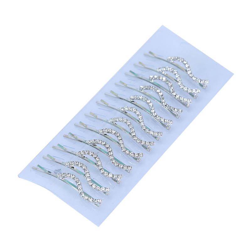 New 5.5CM Gold Crystal Straight Bar Metal S-Shaped Diamond Hair Clip Fairy Hairpin Direct Sales from Yiwu Accessory